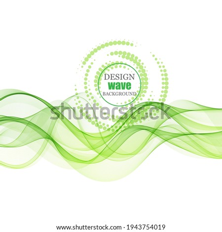 Abstract background design wavy lines transparent green horizontal waves