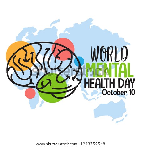 World Mental Health Day banner or logo isolated on white background illustration