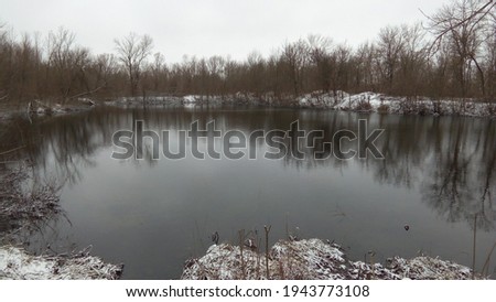 winter lake in the village