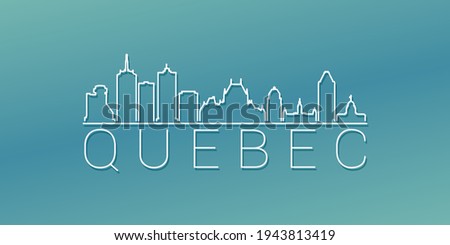 Quebec City, QC, Canada Skyline Linear Design. Flat City Illustration Minimal Clip Art. Background Gradient Travel Vector Icon.