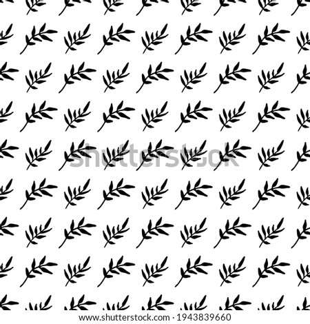 Black silhouette plants seamless pattern in modern minimalist style. Hand drawn leaves. Vector floral illustrations.