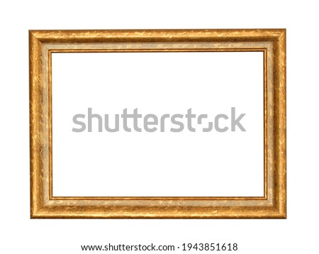 Empty light brown wooden frame for paintings. Isolated on white background