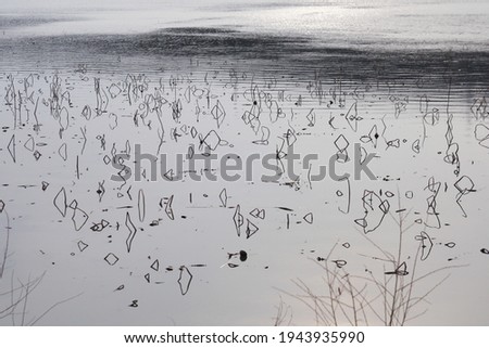 Mirror reflection in Lake. Shapes texture background
