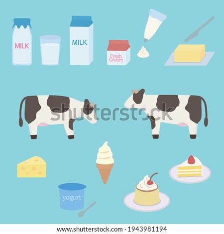 Simple and cute dairy clip art set