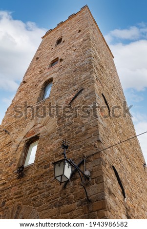 Medieval tower in the center of Arezzo. Tuscany, Italy