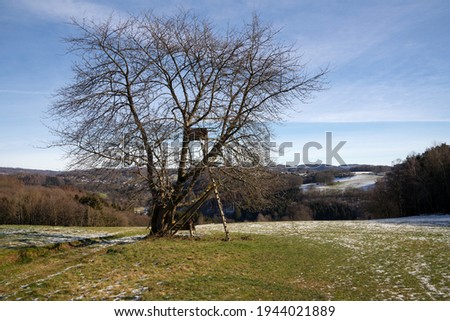 Panoramic image of landscape close to Lindlar, Bergisches Land, Germany Royalty-Free Stock Photo #1944021889