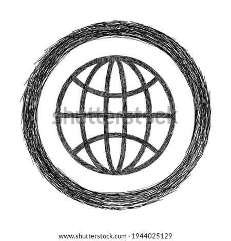 hand drawn globe symbol on white background. scribble globe symbol