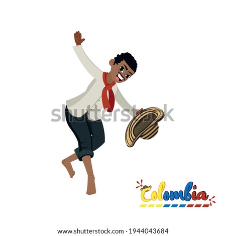 Traditional colombian man dancing. Colombian culture - Vector illustration