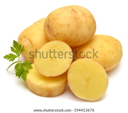 Potato and parsley isolated on white background