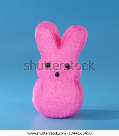 Pink Easter peep, marshmallow peeps Easter candy. Royalty-Free Stock Photo #1944163450
