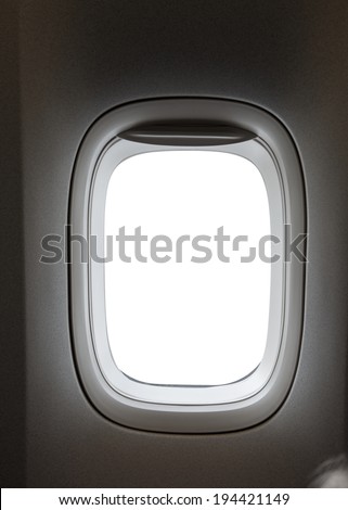 airplane porthole with white isolated area inside