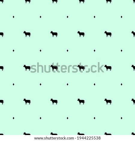 Abstract Seamless Pattern Green Doodle Animal Cow Geometric Figures Background Vector
