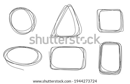 Set of vector hand drawn simple design elements. Circle, oval, square, triangle and rectangles. 
