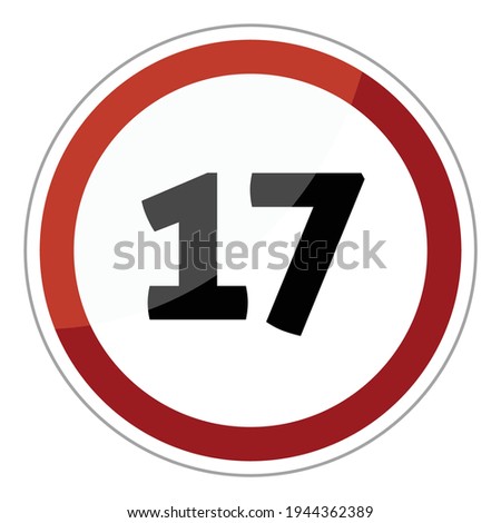 Speed limit road sign vector : maximum speed is 17 km h.