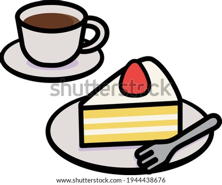 Clip art of simple and cute shortcake set