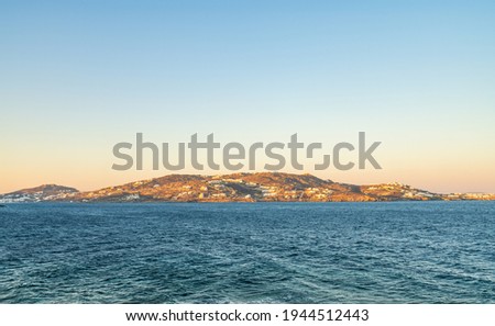 Waterfront view of the coast of Mykonos island in Greece 