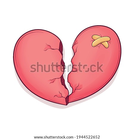 cute hand drawn broken heart illustration