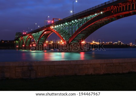 The Peace Bridge, which is one of the main border crossings between Canada and the United States, runs between Buffalo, New York and Fort Erie, Ontario