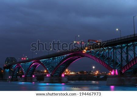 The Peace Bridge, which is one of the main border crossings between Canada and the United States, runs between Buffalo, New York and Fort Erie, Ontario