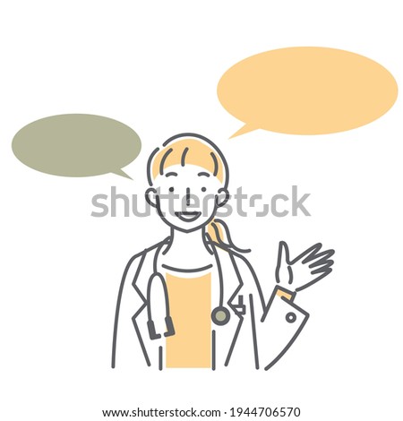 female doctor icon, simple line art