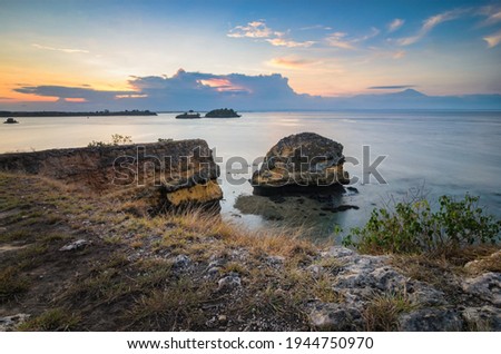 Cliff in tangsi beach, lombok island