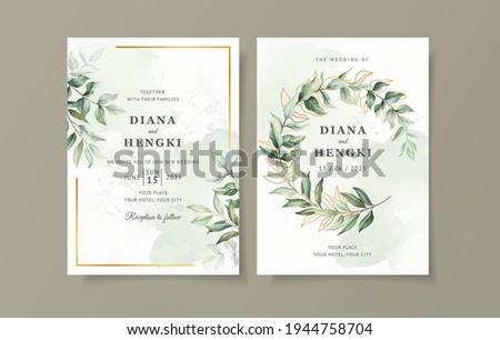 greenery wedding invitation card template Royalty-Free Stock Photo #1944758704
