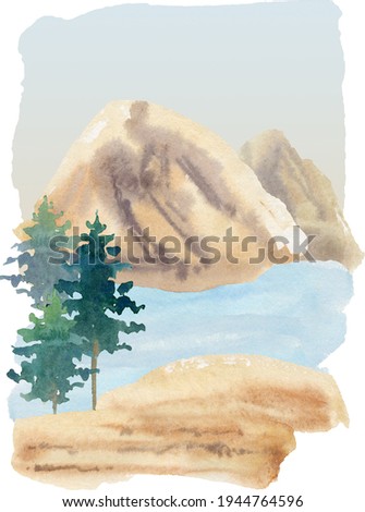 watercolor travel theme background mountain landscape clipart  traveling clip art road trip image pine tree nature landscaping sketch 