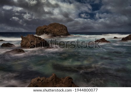 North of Gran Canaria seascape. Long exposition                          