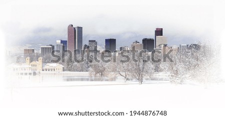 Stylized Downtown Denver Panorama in Winter