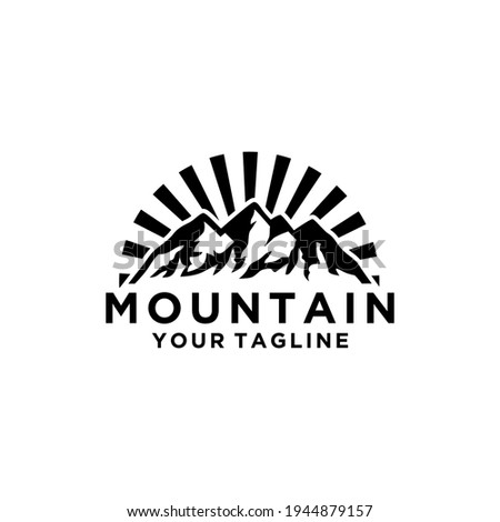 Rocky Mountain, Creek River Mount Peak Hill Nature Landscape view logo design