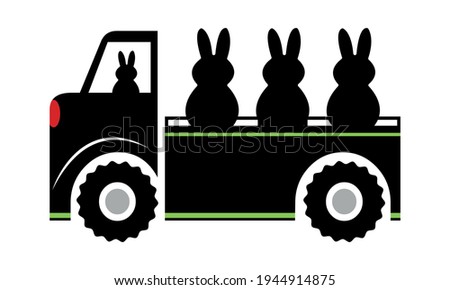 Easter Truck With Bunnies - Peeps - Funny Vector And Clip Art