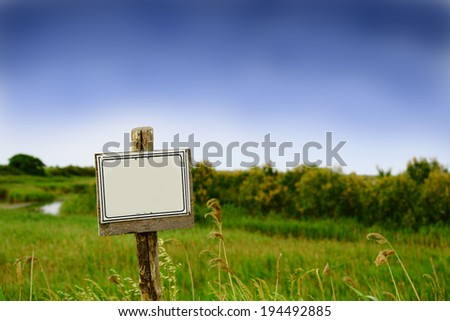 blank signpost in the nature countryside, can write what you want, custom