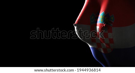 Croatia flag Breast cancer awareness, black background