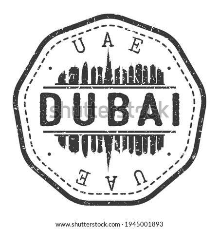Dubai - United Arab Emirates Stamp Skyline Postmark. Silhouette Postal Passport. City Round Vector Icon. Vintage Postage Design.
