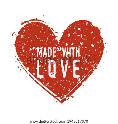 Made With Love Quality Stamp Round Design Vector Insignia Valentine's Day Badge.