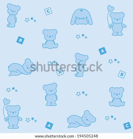 Baby blue background. Funny bears