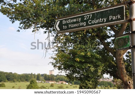 Sign Indicating The Way To The Havering Country Park, Collier Row, Romford, Essex, UK - August 2017