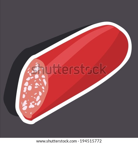 Vector illustration of a cartoon stickers of sausage