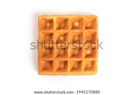 Fresh waffle isolated on white background. top view Royalty-Free Stock Photo #1945170880