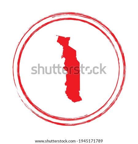 Red grunge stamp circle vector map of Togo