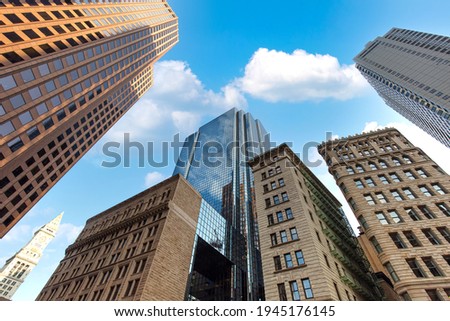 Scenic Boston downtown financial district and city skyline