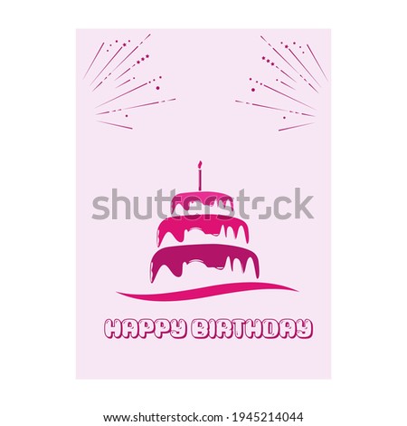 birthday card template Happy birthday with cake and salute