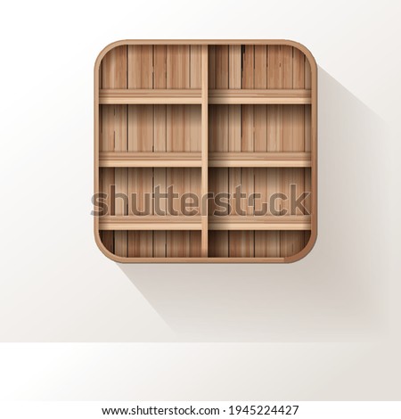 Vector wooden shelves mock up empty shelf cubes and squares design on wall room background