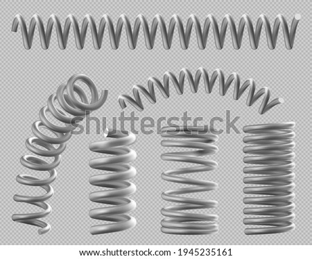 Metal springs, realistic coils for bed or car set Royalty-Free Stock Photo #1945235161
