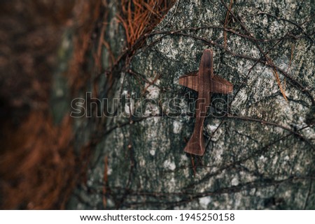 The branches of the tree and the Easter cross.