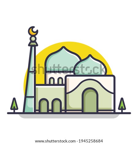 Ramadhan Kareem Simple and Clean Mosque Vector Illustration. Holy Ramadhan Flat Cartoon Icon Style.