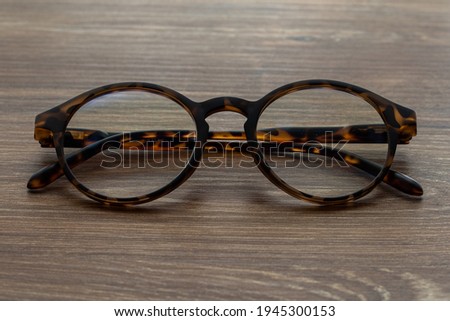 Glasses on the wooden office table