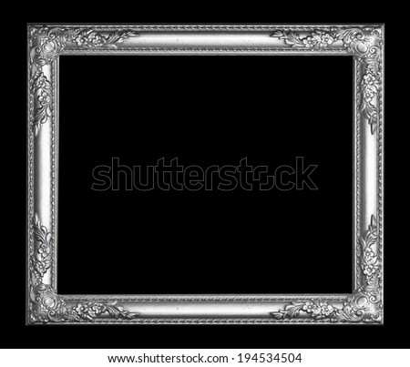 Silver picture frame isolated on black  background.