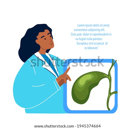 Doctors Woman Gastroenterologists Curing, Researching Gall Bladder System.Analyze Gall Gallstones.Medical Hospital Staff Consilium Consultation.Cholecystitis Cholecystis Treatment. Vector Illustration