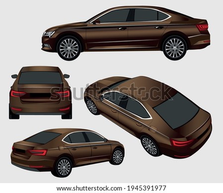 brown car all sides collection Royalty-Free Stock Photo #1945391977